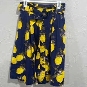 Truly 4 you lemon novelty print midi skirt size medium